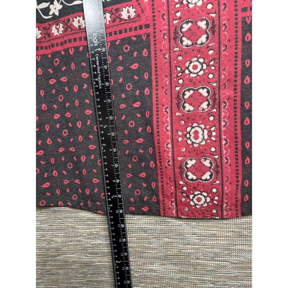 Lucky Brand Blouse Womens Sz 3X Red Black Floral Boho Print 3/4 Sleeve Tunic Top - Picture 7 of 7